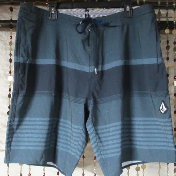 Volcom | Swim | Blue Stripe Volcom Boardshorts Sz 4 | Poshmark
